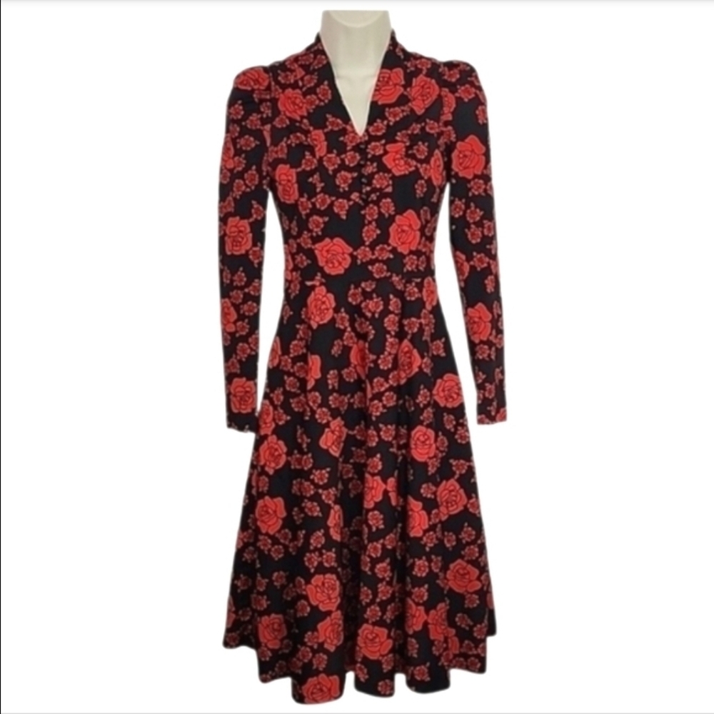 Copon Dress Floral Rose Print Red Size XS